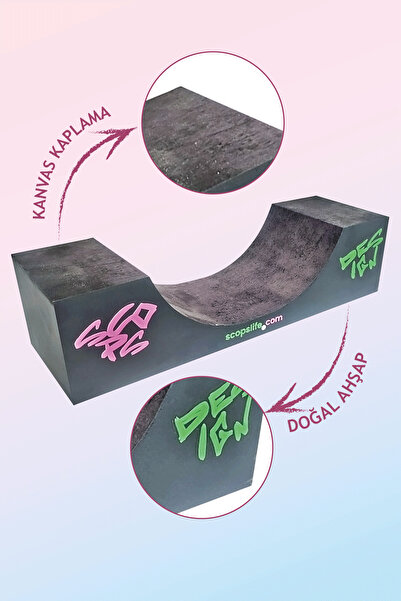 SCOPS Parmak Kaykay Rampası - Doğal Ahşap (2 adet Parmak Kaykay Hediyeli)