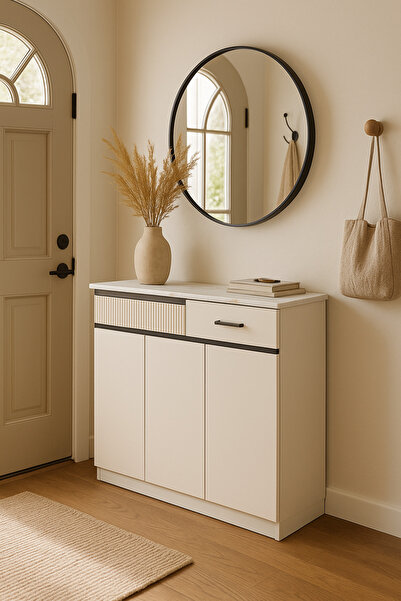 HOMEZ NEED 3-Door Shoe Cabinet with Drawers and Porcelain Top - Multi-purpose