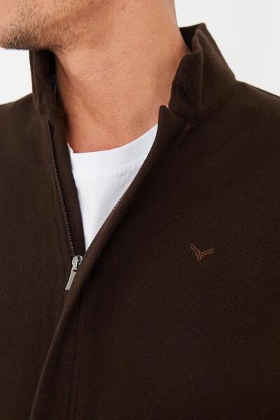 Maccali Ανδρικό φούτερ ArcticFlex με λεπτομέρεια με φερμουάρ Basic καφέ