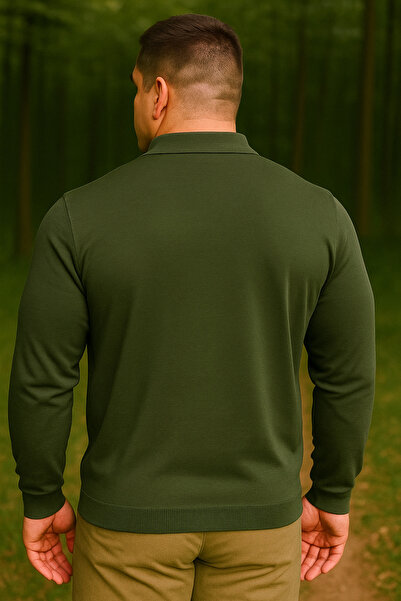 Maccali Ανδρικό φούτερ μεγάλου μεγέθους Basic Khaki με φερμουάρ