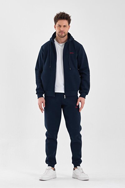 Piyera Men's Three Thread K Hooded Zipper Closure Pockets Elastic Leg Open Na...