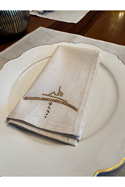 Menar Tasarım Service Presentation Napkin 6 Pieces Fabric Napkin Service Napk...