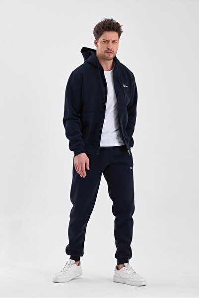 Piyera Men's Three Thread K Hooded Zipper Closure Pocket Elastic Leg Opening ...
