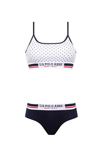 U.S. Polo Assn. Women's White Polka Dot Bustier Shorts Set