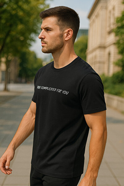 Maccali Ανδρικό βαμβακερό γραπτό κοντομάνικο φαρδύ μαύρο βασικό μπλουζάκι