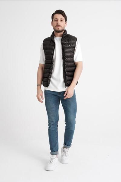 Piyera Men's Polyester Elyas Black Quilted Vest - 1004