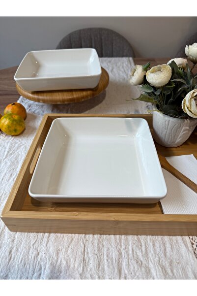 Kütahya Porselen 19 Cm Thick Porcelain - 2-Piece Square Salad Plate, CREAM