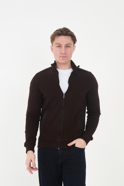 Maccali Ανδρικό φούτερ PeakLayer Basic Winter Brown με τσέπες με φερμουάρ