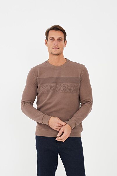 Maccali Μακρύ ανδρικό φούτερ με μοτίβο Mink Crew Neck