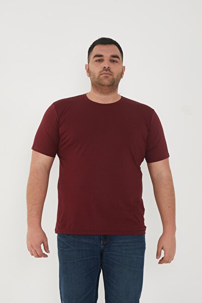 Maccali تي شيرت رجالي أساسي بقصة ضيقة وأكمام قصيرة باللون الأحمر