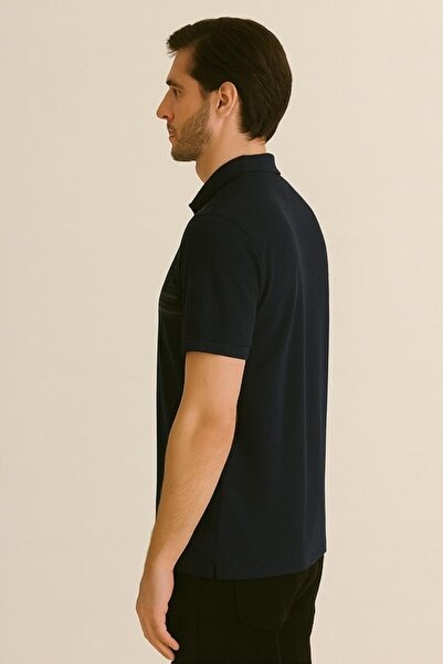 Maccali Men's Short Sleeve Striped Summer Black Polo Neck T-Shirt