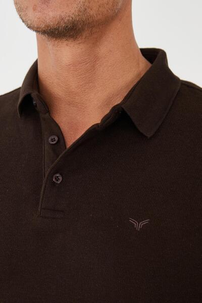 Maccali Ανδρικό μπλουζάκι Elite Comfort Basic Winter Brown Polo με λαιμόκοψη