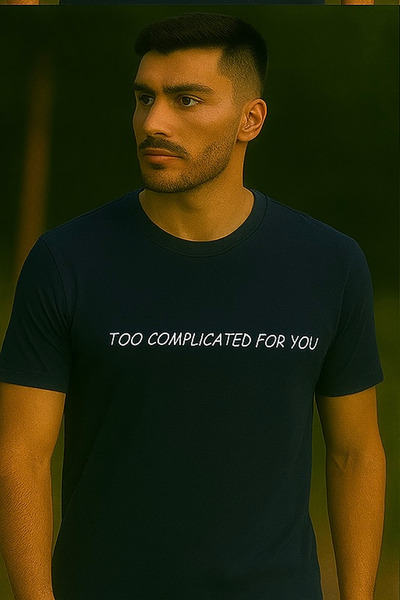 Maccali Ανδρικό βαμβακερό γραπτό κοντομάνικο φαρδύ μπλουζάκι Navy Blue Basic