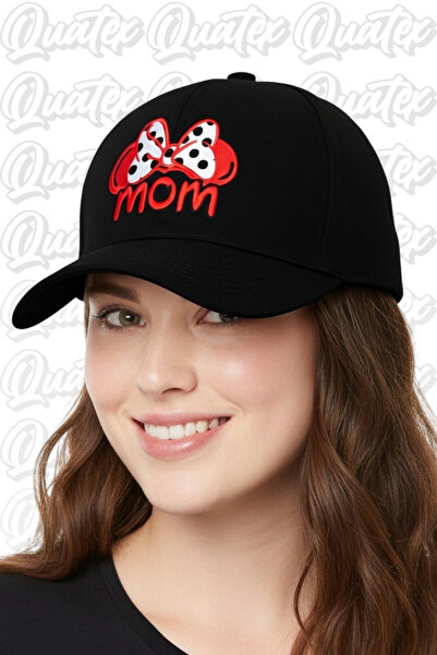 QUATEX Pălărie brodata Mickey Mom – Model unisex din Gabardina neagră 100% bumbac