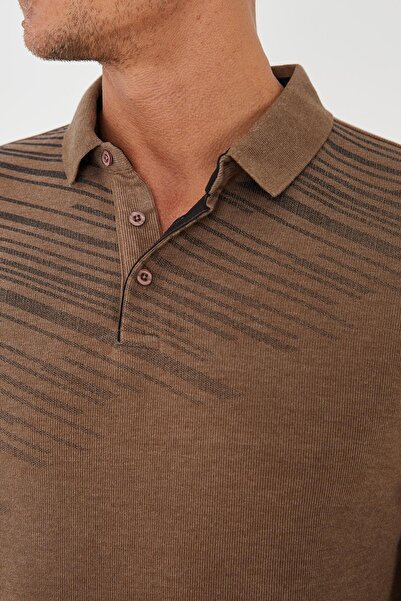 Maccali Ανδρικό κλασικό μπλουζάκι με κουμπιά Basic Winter Long Mink Polo Collar