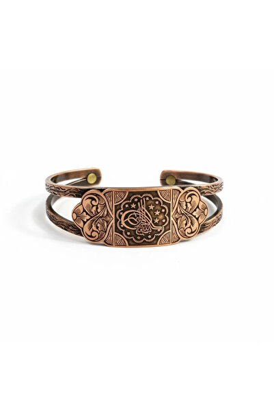 EFEMİR Copper Bracelet with Motifs and Tuğra