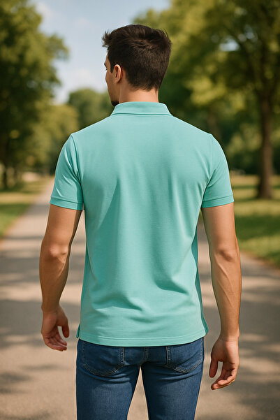 Maccali Ανδρικό μπλουζάκι με κοντό μανίκι Basic Mint Polo γιακά