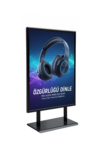 ÖzgürceSeç Çift Taraflı Sac Taban Kaldırım Reklam Panosu Ayaklı Poster Pano B...