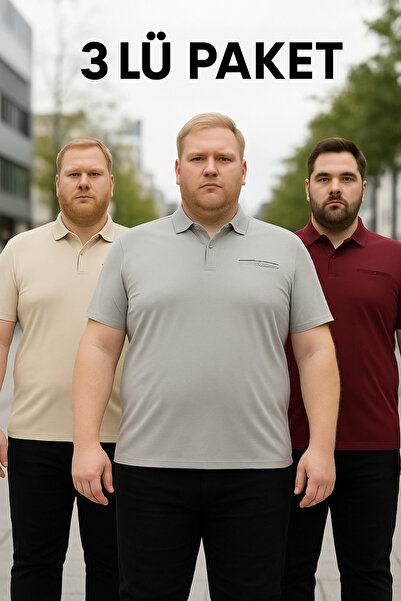 Maccali Ανδρικό μπλουζάκι με γιακά πόλο 3 τεμαχίων μακρύ μεγάλο μέγεθος