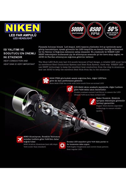 Niken Evo Led Xenon Zenon H7 6500k - Şimşek Etkili