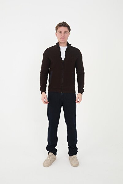 Maccali Ανδρικό φούτερ PeakLayer Basic Winter Brown με τσέπες με φερμουάρ