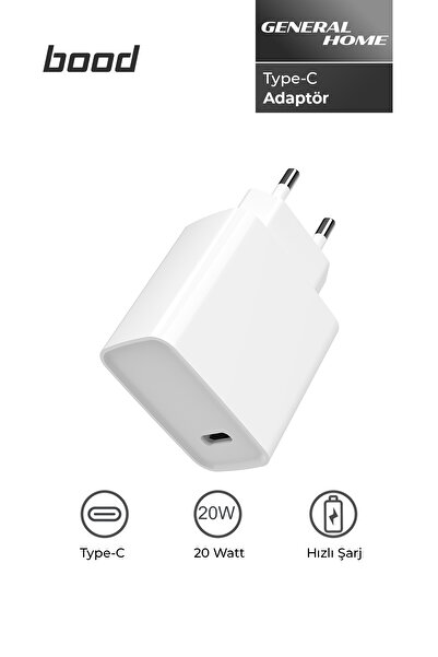 Bood Tyc-21 Type-c Adaptör | 20 W Usb-c Pd Hızlı Şarj, Ac 100-240v, Beyaz