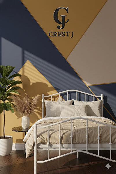 Crestj Metal Bed 190 x 90 cm - Single Bed with Elegant White Design