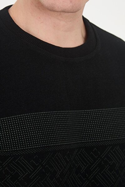 Maccali Μαύρο μακρύ βασικό φούτερ - Crew λαιμόκοψη, με σχέδιο