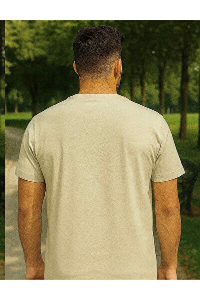 Maccali Ανδρικό κοντομάνικο μπλουζάκι με κρεμ με στάμπα με γράμματα