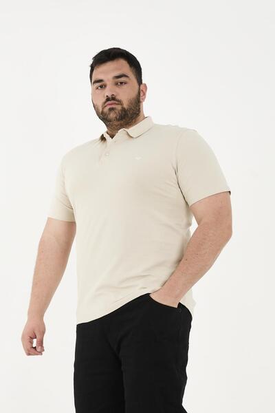 Maccali Men's Elite Comfort Short Sleeve Basic Summer Polo Neck T-Shirt Cream