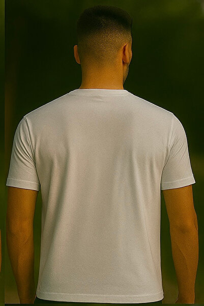 Maccali Ανδρικό βαμβακερό γραπτό κοντομάνικο φαρδύ λευκό βασικό μπλουζάκι