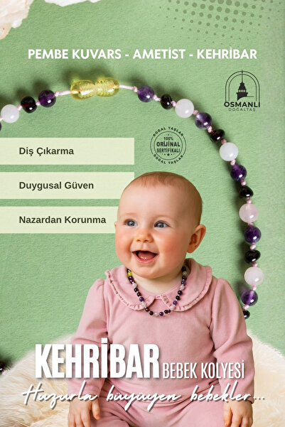 OSMANLI DOĞAL TAŞ Orijinal & Sertifikalı Bebek Kehribar Gerçek Doğal Taş Amet...