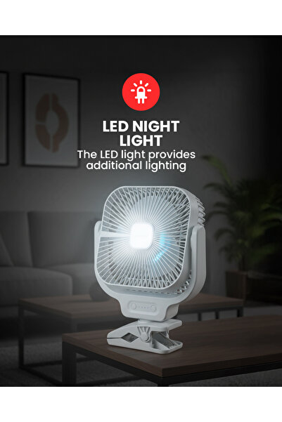 Olsenmark 8" Rechargeable Table Fan Omf1852 With Led Night Light , Emergency