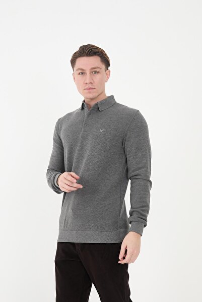 Maccali Ανδρικό μπλουζάκι Elite Comfort Basic Winter Grey Polo Collar
