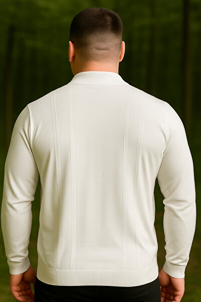 Maccali Ανδρικό πλεκτό πουλόβερ με ρίγες σε λευκό χρώμα