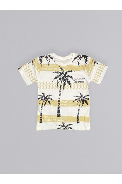 Mnk Baby&Kids Boy's T-Shirt and Shorts Set - M00715 Ecru Printed