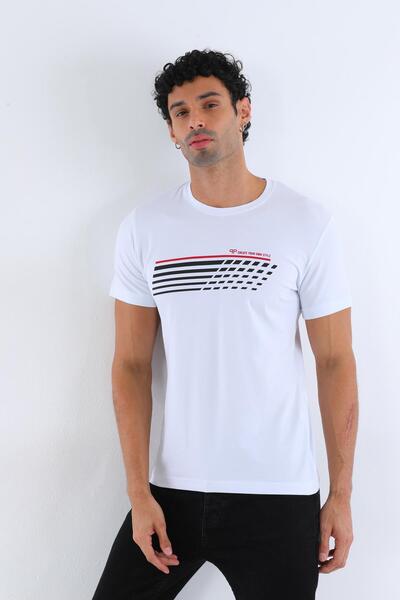 Piyera Tricou alb pentru bărbați, din jerseu simplu, 100% bumbac, cu decolteu...