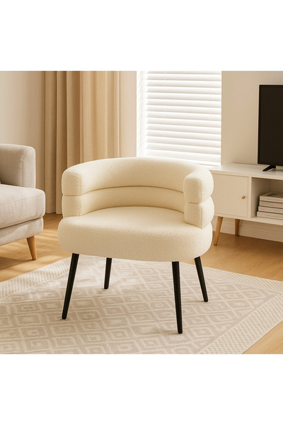 HOMEZ NEED Single chair - white bouclé fabric