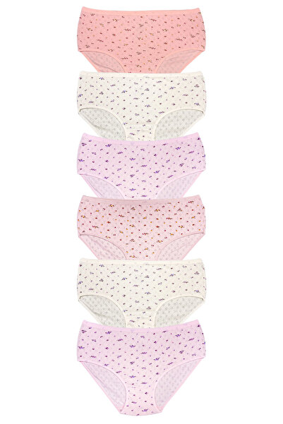 Özten Pack of 6 100% Cotton Floral Pattern Jacquard Bato Panties Ö121