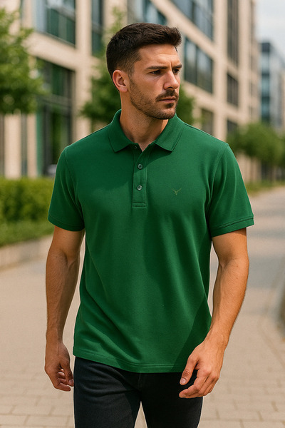 Maccali Tricou de bază Nefti cu gât polo, slim fit, cu mânecă scurtă