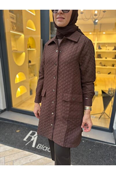 Invee Cămașă lungă matlasată pentru femei - maro