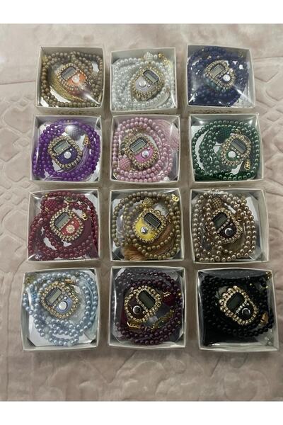 luxurianthome 40 Adet Hediyelik Çeyizlik Kutulu Tesbih ve Taşlı Zikirmatik Se...