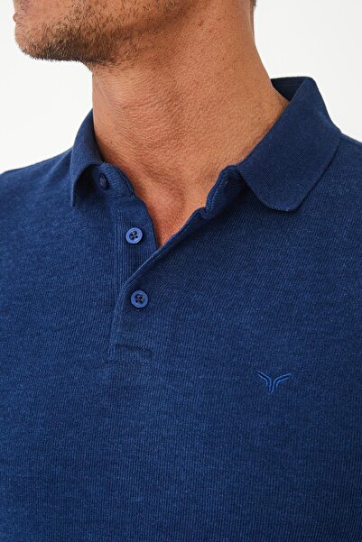 Maccali Ανδρικό μπλουζάκι Elite Comfort Basic Winter Blue Polo με λαιμόκοψη