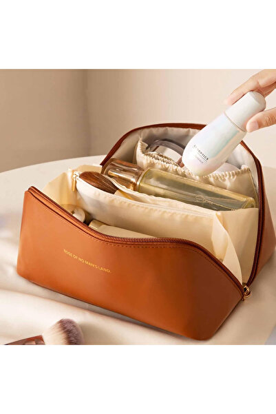 Streak Travel Makeup Cosmetic Bag Portable Bag Organizer Multifunctional - Brown