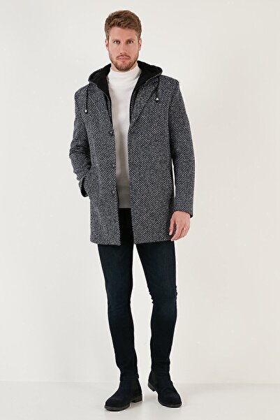 Buratti Знімний капюшон, смугастий, облягаючий, кашеміровий пальто, чоловіче пальто 5841013