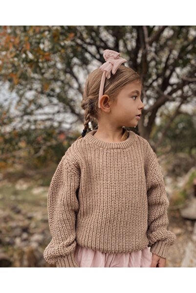 Cigit Crew Neck Thessaloniki Knitwear Sweater 2-8 Years Old Mink