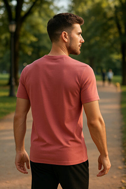 Maccali Ανδρικό κοντομάνικο καλοκαιρινό βαμβακερό ροζ μπλουζάκι Basic