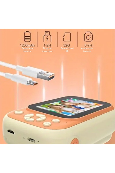 SMARTIC Instant printing photo camera, Full HD 1080p, 12MP, 3.5", SD 32GB+3 rolls, selfie+1 game+MP3