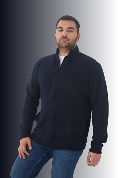 Maccali Ανδρική ζακέτα μεγάλου μεγέθους με φερμουάρ και τσέπη Navy Blue