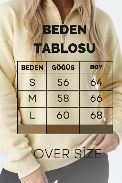 Balenbi Women's 3 Thread Fleece Half Zipper Oversize Sweatshirt 1112